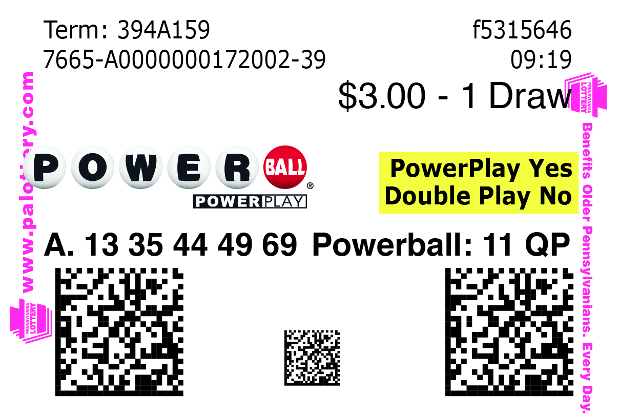Powerball with Power Play Example Ticket