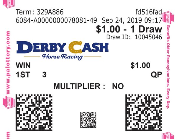 Sample Derby Cash Ticket