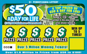 Lottery on Game  821    50 A Day For Life