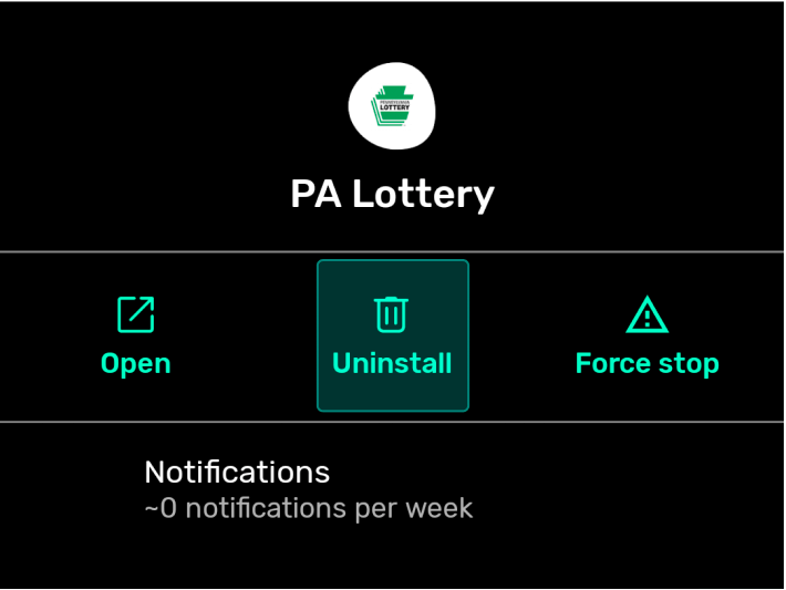 Uninstall PA Lottery App