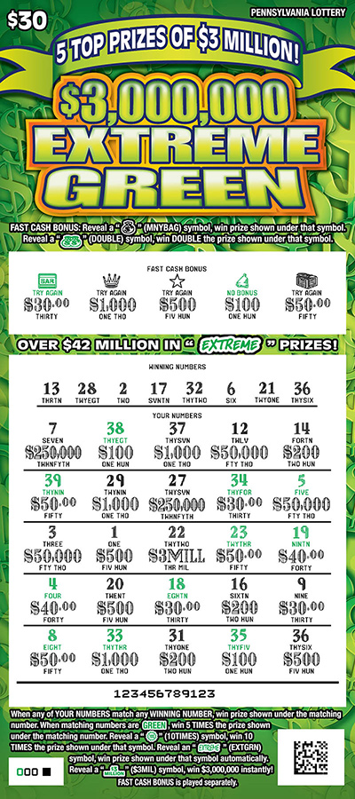 Pa Lottery 30 Dollar Scratch Off Lot Of Win