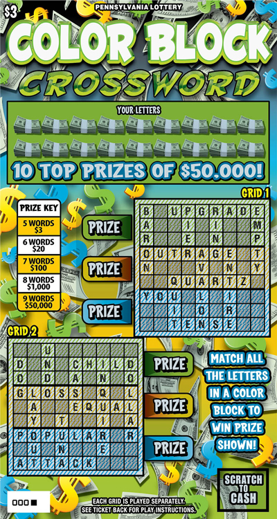 Pennsylvania Lottery - Scratch-Offs - Color Block Crossword